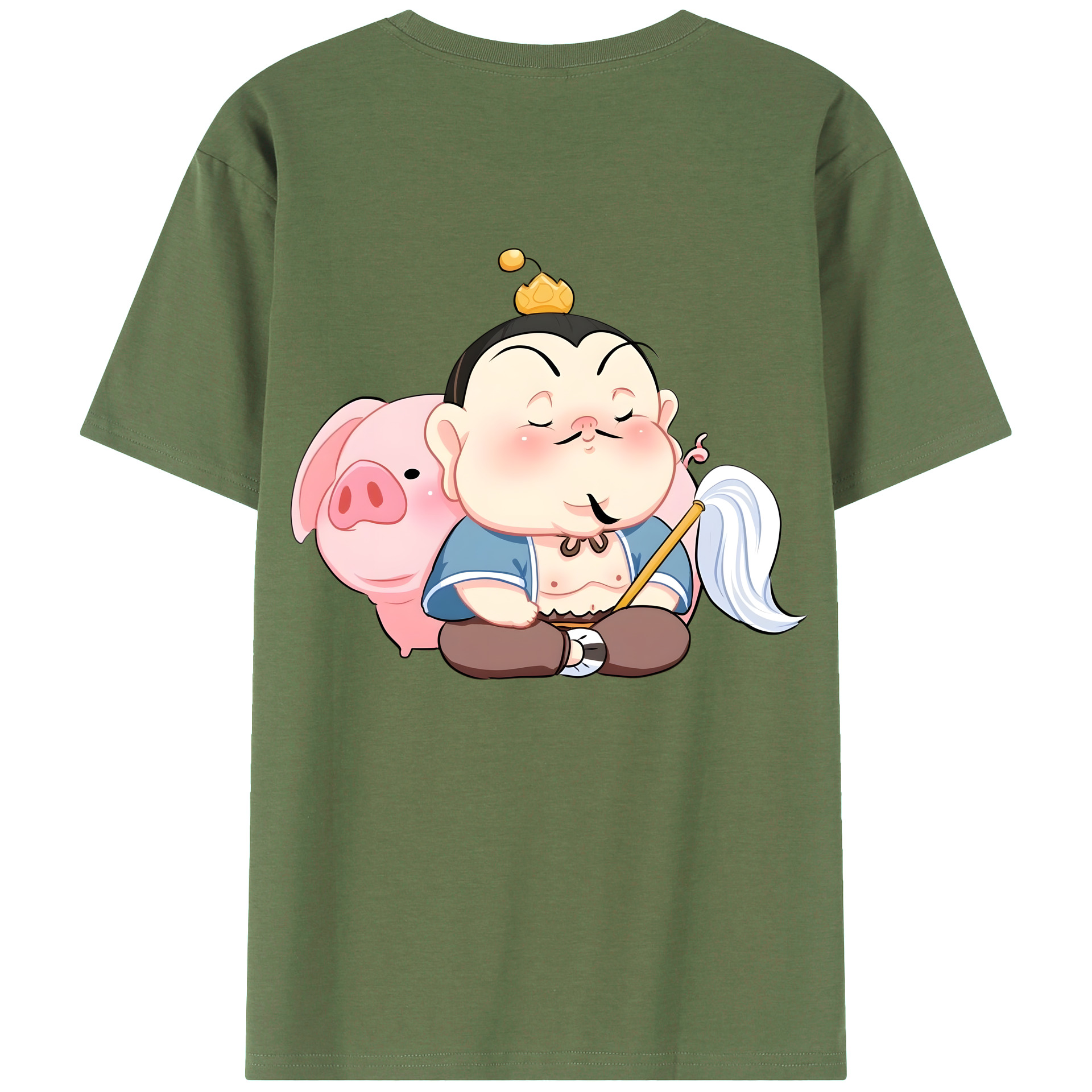 （画像用） Ne Zha 2 ナタ 魔童の大暴れ 綿100％ メンズ半袖Tシャツ（バックプリント） 通気性